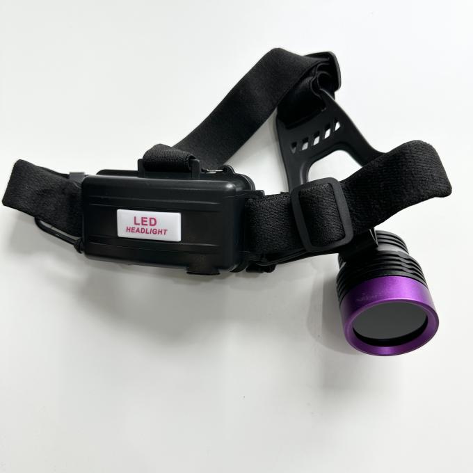 Đèn đội đầu UV hạt từ huỳnh quang DG-3101S với bước sóng đỉnh 365-370nm và 2 pin lithium 18650 4