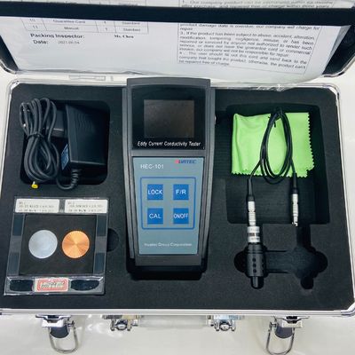 HEC-101 60KHz Eddy Current Electrical Conductivity Tester %IACS MS/m Dual Unit Auto Temperature Compensation Aluminum Copper Alloy Conductivity Meter